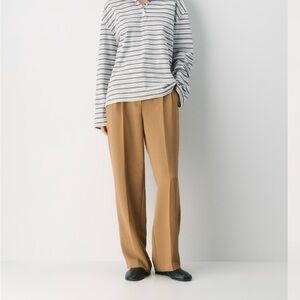 Aritzia Wide Leg Tan Work Pants